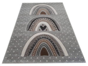 Dywan DIAMOND 3D tęcza łuki popielaty boho szary