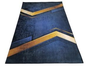 Dywan DIGITAL antypoślizgowy kreski granat złoty  granatowy ze złotym