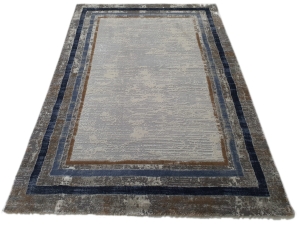 Dywan OPERA 3D szary loftowy szaro granatowy ramka