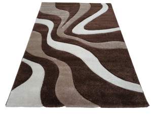 Dywan DIAMOND 3D Fala w fale brązowy beżowy pasy GRUBY wycinany