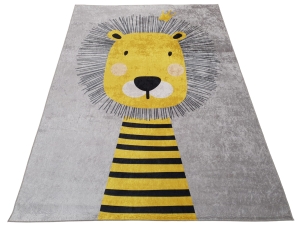 Dywan DIGITAL lew lion z lwem szary z żółym  styl boho safari z lwem