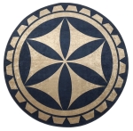 Dywan DIGITAL ROZETA styl góralski folk czarno złoty koło okrągły