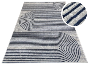 Dywan STYLISH 19 dywilan szary z granatem art deco kreski loftowy