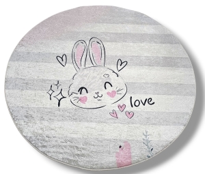 Dywan DIGITAL królik króliczek różowy szary dla dziewczynki koło kółko