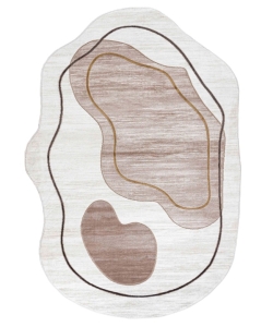 Dywan SILALUX 7706B kształt kaszmirowy japandi boho owalny nieregularny