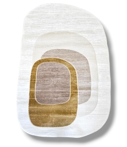 Dywan SILALUX 7698B kształt kaszmirowy japandi boho owalny nieregularny 