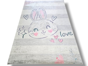 Dywan DIGITAL królik króliczek różowy szary dla dziewczynki bunny
