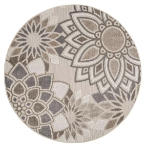 Dywan PATIO koło okrągły rozeta mandala na taras beżowy w stylu boho